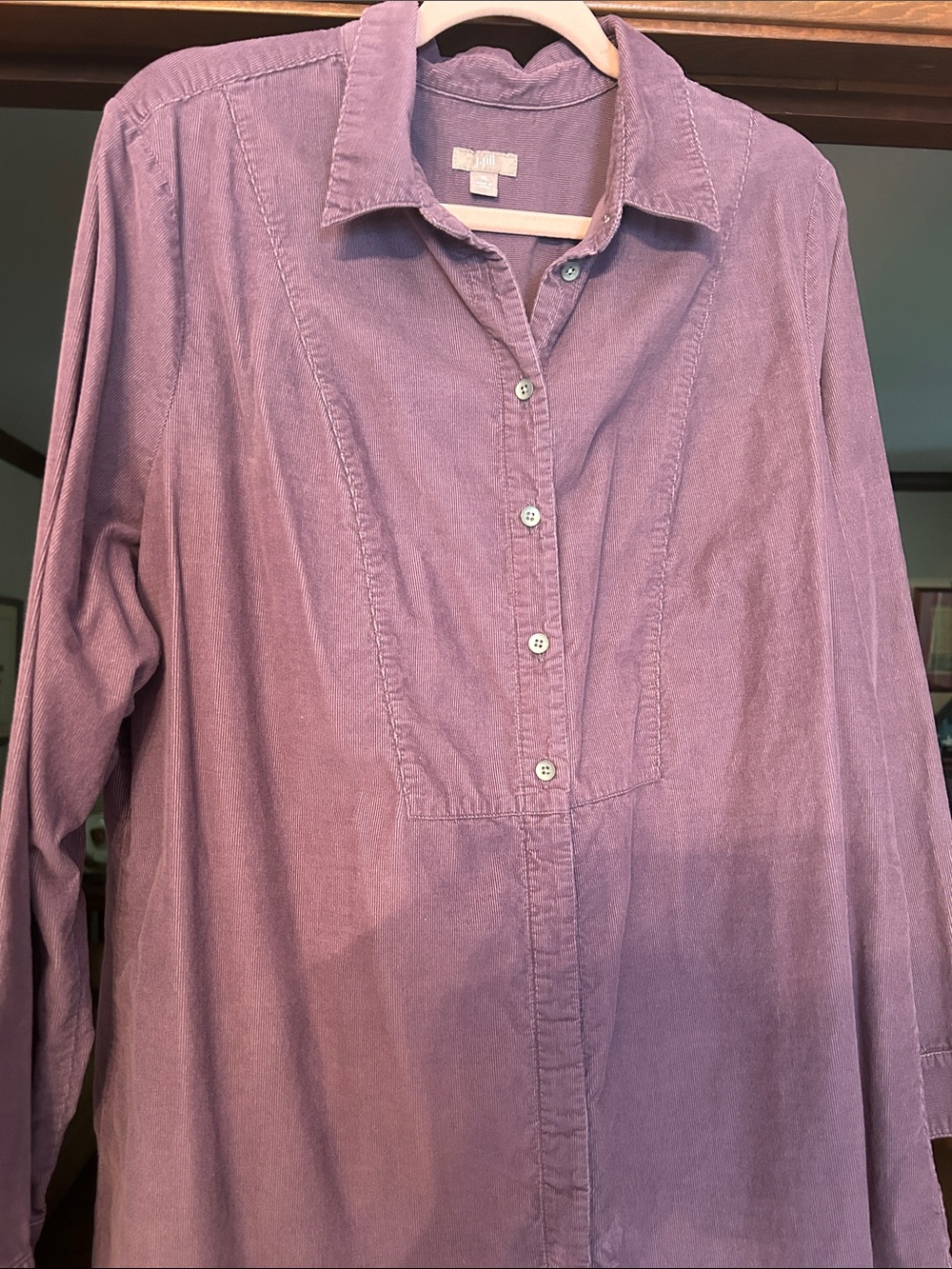 J. Jill Lavender Button-Front Tunic fine corduroy Shirt